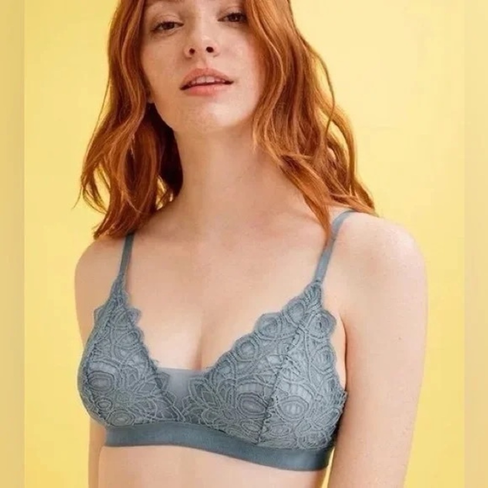 ThirdLove Boho Lace Triangle Bralette in Grey Mist, Size XS